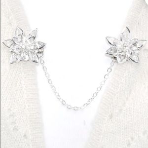 Sweater and cape clips with delicate silver 6” chain. NWOT in original package.